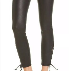 NWT HUDSON Sz29 100% LEATHER HI-RISE JEANS BLACK